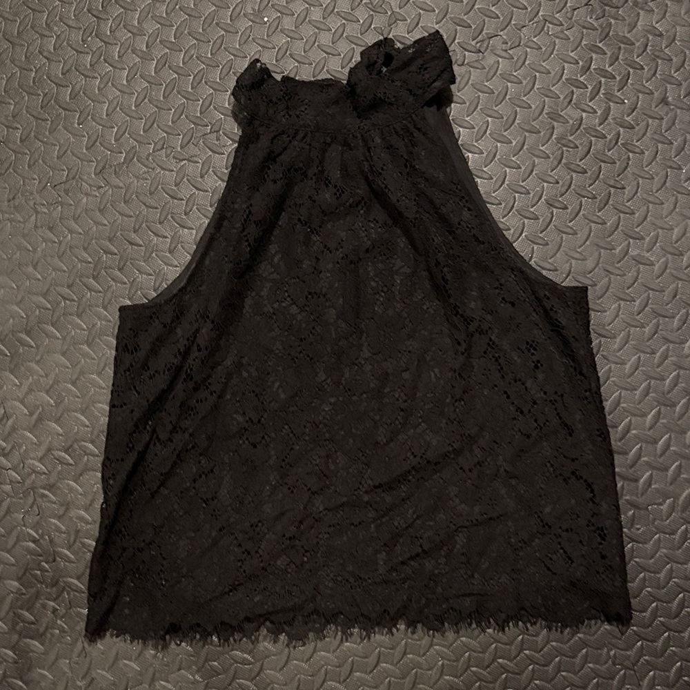 J. Crew Black Lace High-Neck Tank